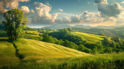 beautiful green hill landscape 