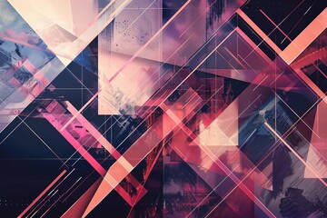 Wall Mural - dynamic geometric shapes and lines creating kinetic abstract background perfect for science and technology