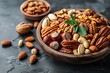 © Rayhanbp - ingredient food nut seed healthy almond cashew fruit wooden bowl brown