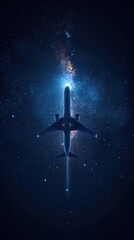 Wall Mural - sky travel science night galaxy star blue flight technology background space fly aircraft transportation