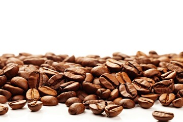 Poster - Pile of roasted coffee on white background