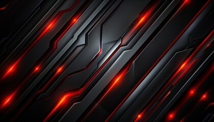 Wall Mural - abstract metal black texture and line contrast red on metallic background