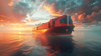 Wall Mural - Industrial Container Cargo freight ship for Logistic Import Export concept