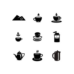 simple creative black and white coffee icon sheet