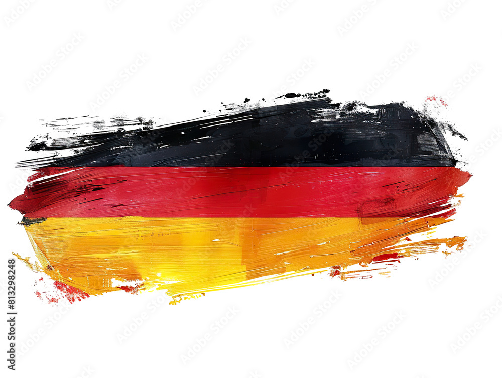 Hand painted stroke of Germany flag color paint brush isolated on white ...