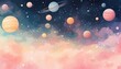 © sunchai - Galaxy illustration flat design top view outer space theme cartoon drawing colored pastel