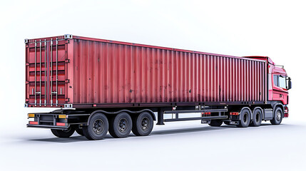 Wall Mural - Semi Trailer Trucks Isolated on White Background, Shipping Cargo Container, Delivery Trucks, Distribution Warehouse, Import- Export, Freight Trucks Cargo Transport, Warehouse Logistics