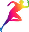 Rainbow color sprinter silhouette