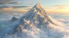 The Mountain Is The Highest Point In The World. It Is Covered In Snow And Ice. The Clouds Are Swirling Around The Mountain.