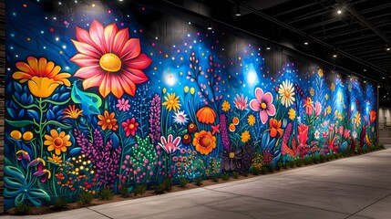 Wall Mural - A giant connect-the-dots mural covering an entire wall, waiting for kids to complete the picture and reveal a magical scene