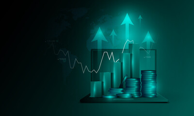 Wall Mural - Background image of technology concept analysis graph business finance marketing on laptop