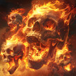 burning skull in fire
