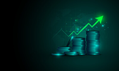 Wall Mural - stock market analysis graph technology concept, marketing, finance, business on laptop
