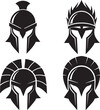 helmet of the spartan, vintage logo line art concept black and white color