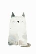 minimalist full body quirky arctic snowy cat isolated