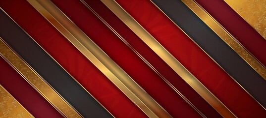 Wall Mural - Red background, gold line decoration, minimalist style, symmetrical composition in 3d illustration