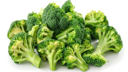 Wall Mural - fresh broccoli isolated on white background close-up with full depth of field  