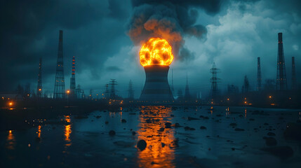 Wall Mural - Explosive Nuclear Energy Fueling Space and Colonization Efforts with Cinematic Visuals