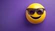 © QAISAR - sunglass on nerd smiley face emoji on purple background