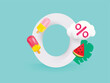Hello Summer sale zero percentage promotion discount vector illustration. Summer sale promotion