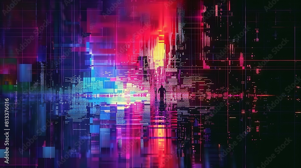 Heavy science glitch texture, futuristic glitch color noise blue pixel ...