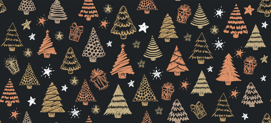 Wall Mural - christmas tree, pattern, hand drawn illustrations. vector.