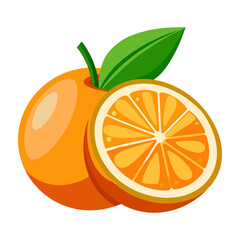 Wall Mural - Orange half slice fruit isolated vector illustrations on white background generated by Ai