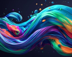 Wall Mural - Vibrant Abstract Waves in a Colorful Artistic Representation with Multicolored Swirls