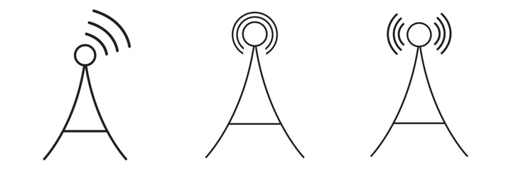 Wall Mural - Communication tower icon. Antenna transmitting a signal. Symbol of radio, TV signal and mobile communications.