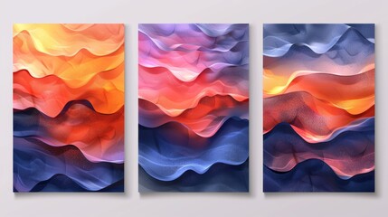 Wall Mural - Abstract colorful gradient liquid cover template. Set of modern poster with vibrant graphic color, hologram, circle, organic shapes, bubbles. Futuristic design for brochures, flyers, wallpapers,