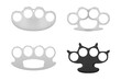 Brass knuckles metallic fight weapon for hand fist punch different shape set realistic vector