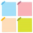 Four colorful sticky notes with adhesive tape