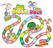 Colorful board game with playful rabbit characters