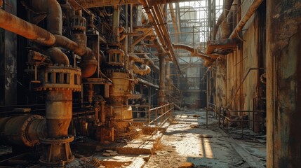 Aufkleber - Generative AI Decaying equipment at Chernobyl, rusted pipes, abandoned technology, eerie lighting, detailed linework, atmospheric scene --ar 16:9 --v 6 Job ID: 9c3c5d77-1628-457c-a2c1-8660a71edf12