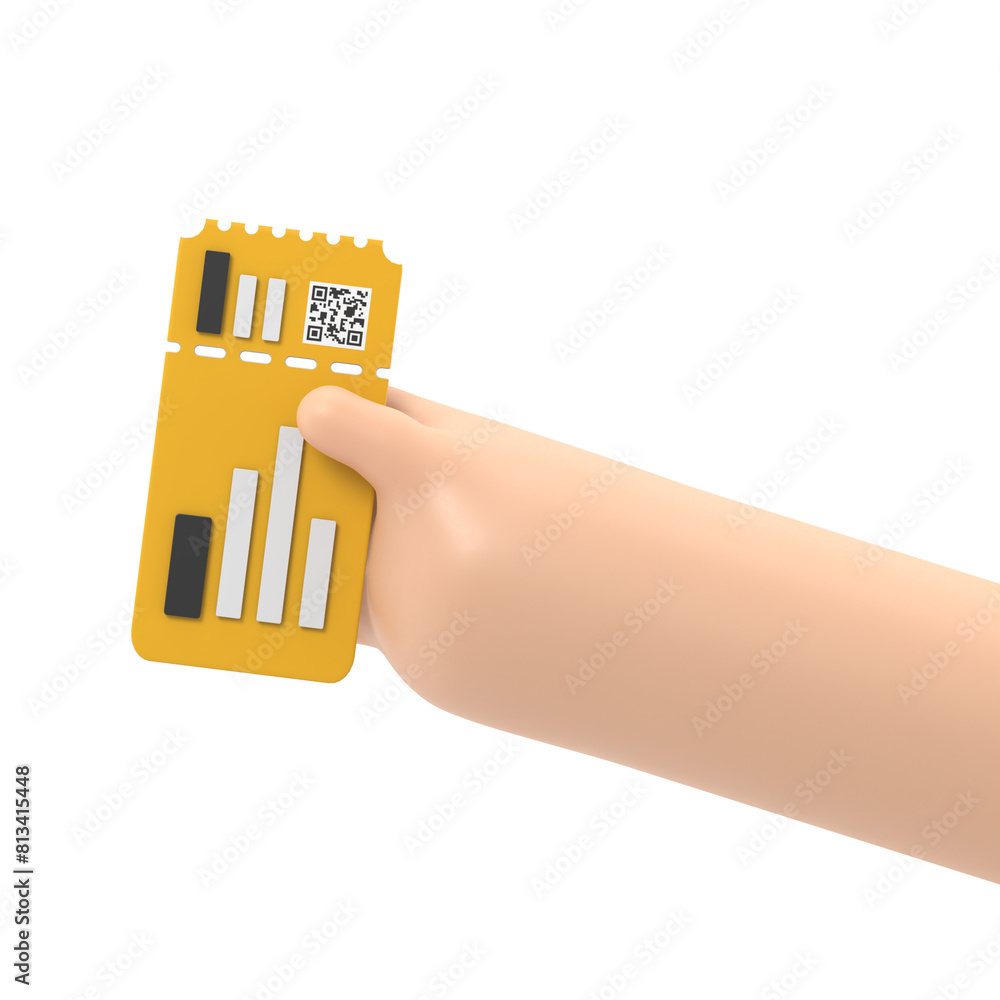 3D airline boarding pass ticket in holding hand, ready tourism and ...