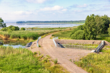 Sticker - Bridge over a river dam in a wetland