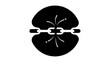Broken chain logo,  black isolated silhouette