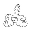 Vector snake in doodle style. New Year symbol, talisman. Sketch of a reptile.
