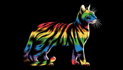  Bengal Cat Equality in pride month vector illustration Concept for respecting and supporting the diversity of Gay Lesbian transgenders Celebrate Pride Month with Rainbow LGBTQ+ flag