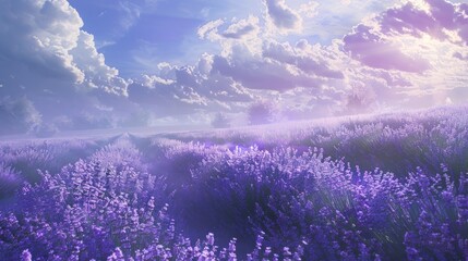 Wall Mural - Blissful Lavender Serenity:  a blissful portrait-oriented backdrop in lavender, offering viewers a serene and peaceful environment to unwind and relax