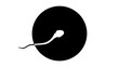 Fertilizer logo,sperm and egg,  black isolated silhouette