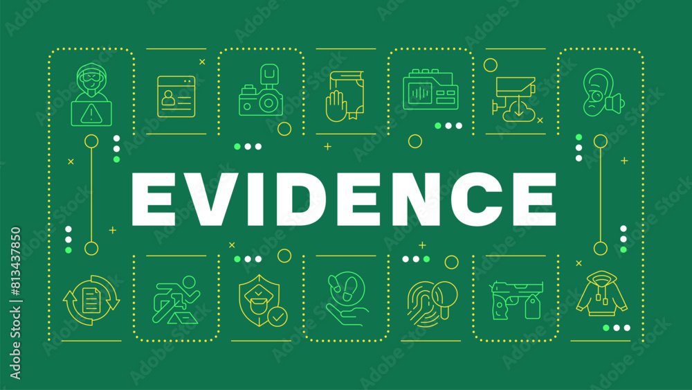 Key Evidence Used Vector Image Evidence green word concept. Physical evidence, fingerprints ...