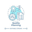 Quality planning soft blue concept icon. Smart objectives, improvement. Measurable goals. Round shape line illustration. Abstract idea. Graphic design. Easy to use in infographic, presentation