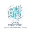Quality improvement soft blue concept icon. Performance metrics, standardization. Round shape line illustration. Abstract idea. Graphic design. Easy to use in infographic, presentation