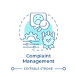 Complaint management soft blue concept icon. Customer service, quality standards. Round shape line illustration. Abstract idea. Graphic design. Easy to use in infographic, presentation