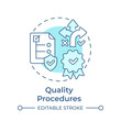 Quality procedures soft blue concept icon. User service, process flow. Regulatory standards. Round shape line illustration. Abstract idea. Graphic design. Easy to use in infographic, presentation