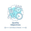 Quality objectives soft blue concept icon. Performance metrics, goal measure. Round shape line illustration. Abstract idea. Graphic design. Easy to use in infographic, presentation