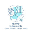 Quality instruments soft blue concept icon. Performance metrics, project management. Round shape line illustration. Abstract idea. Graphic design. Easy to use in infographic, presentation