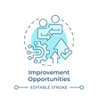 Improvement opportunities soft blue concept icon. Quality management. Processes organization. Round shape line illustration. Abstract idea. Graphic design. Easy to use in infographic, presentation