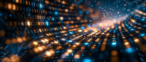 Abstract binary code elements create a dynamic background for the secure data concept, illustrating the complexity of digital encryption  8K , high-resolution, ultra HD,up32K HD